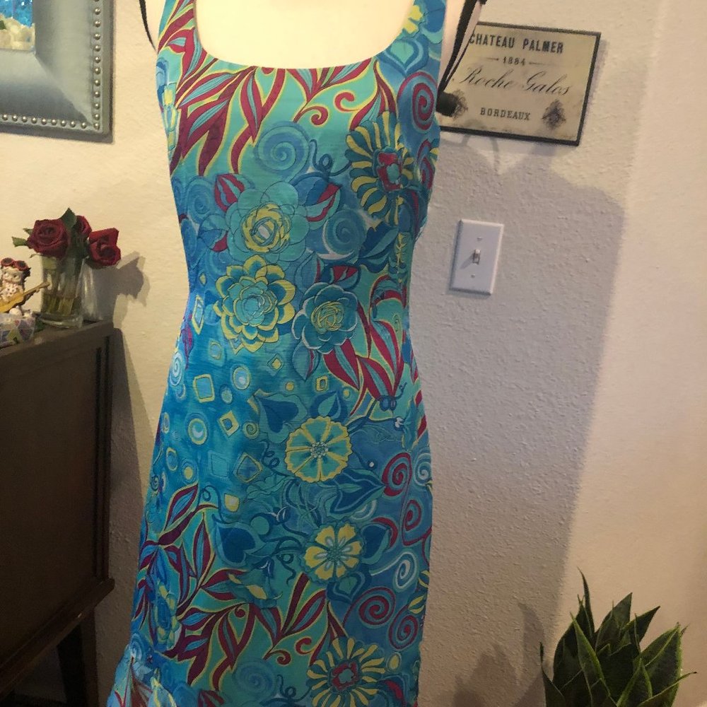 Andrea Polizzi for rex lester Aqua Blue Multicolored Dress